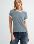 Navy Stripe Ringer Tee