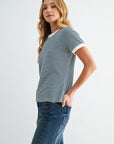 Navy Stripe Ringer Tee