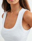 White Square Neck Tank