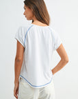 White Raglan Sleeve Graphic Tee