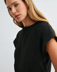 Black Cropped Drawstring Tee