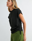 Black Cropped Drawstring Tee
