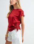 Brick Cropped Drawstring Tee