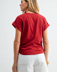 Brick Cropped Drawstring Tee
