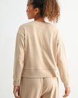 Tan Petite Long Sleeve Track Sweatshirt