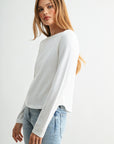 Parchment Long Sleeve Boat Neck Top