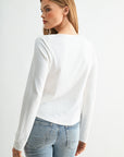 Parchment Plus-Size Long Sleeve Boat Neck Top