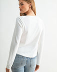 Parchment Plus-Size Long Sleeve Boat Neck Top