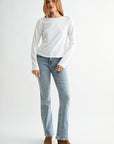 Parchment Petite Long Sleeve Boat Neck Top