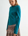Teal Long Sleeve Boat Neck Top