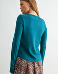 Teal Long Sleeve Boat Neck Top