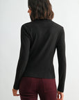 Black Long Sleeve Mock Neck Top