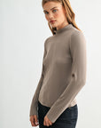 Mushroom Long Sleeve Mock Neck Top