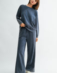 Navybean Long Sleeve Crew Neck Spliced Sweatshirt