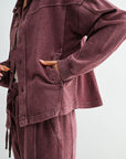 Aubergine Long Sleeve Cropped Shacket