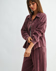 Aubergine Long Sleeve Cropped Shacket