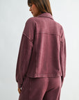 Aubergine Long Sleeve Cropped Shacket