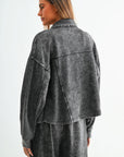 Black Long Sleeve Cropped Shacket