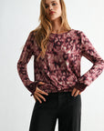 Aubergine Long Sleeve Cinched Hem Top