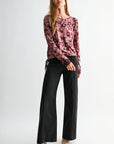 Aubergine Long Sleeve Cinched Hem Top
