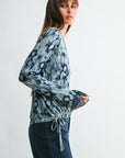 Baltic Blue Long Sleeve Cinched Hem Top