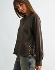 Fudge Long Sleeve Side Grommet Top