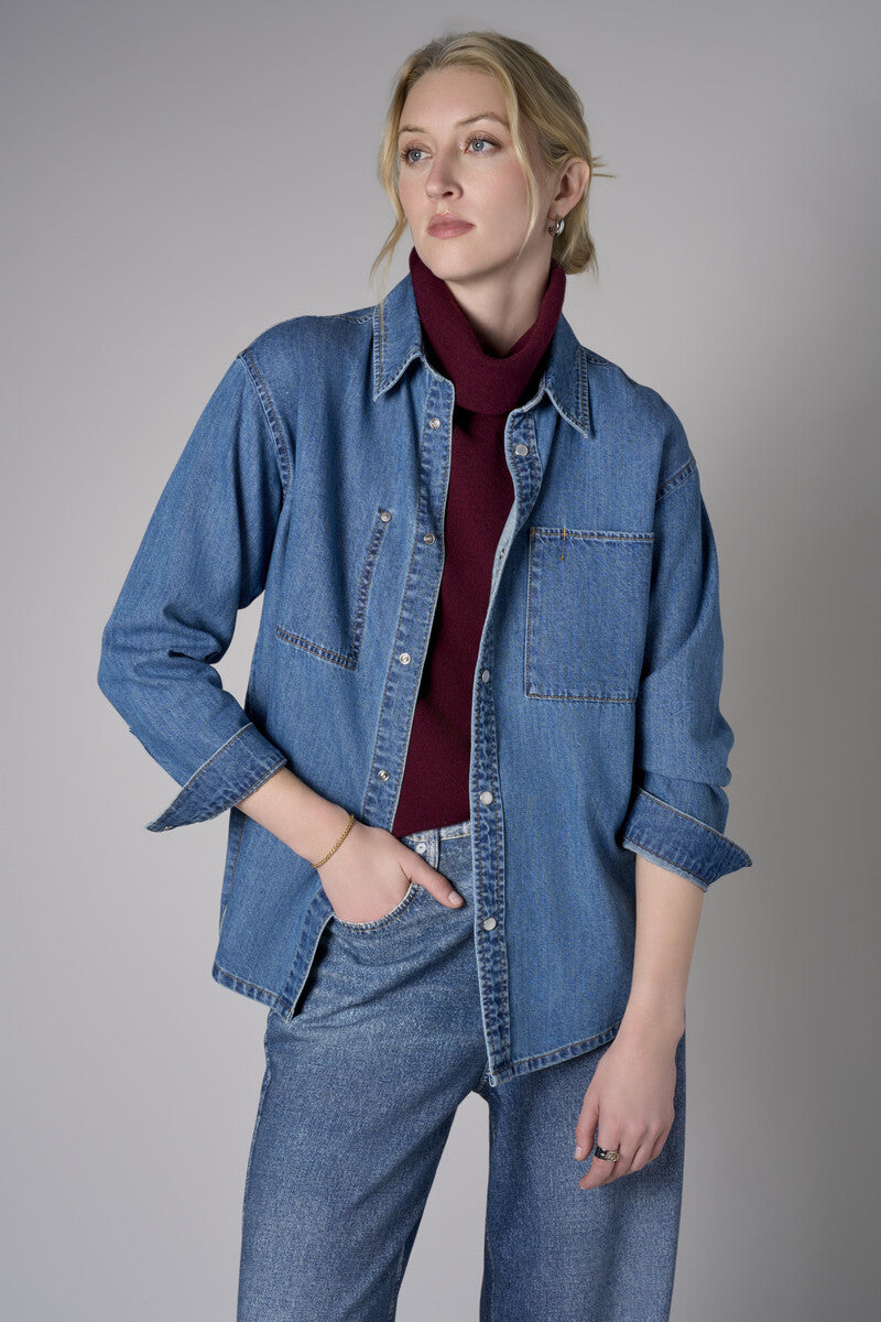 Experience the exclusive look of our 'Indigo' Gramercy Denim Shirt.