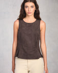 Coffee Pleated Hourglass Top