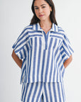 Blue Relaxed Dolman Sleeve Top