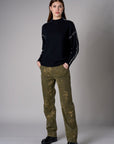 Black Lutetia long sleeve whipstitch sweater with mock turtleneck
