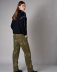 Black Lutetia long sleeve whipstitch sweater with mock turtleneck