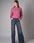 Rose Lutetia long sleeve whipstitch sweater with mock turtleneck