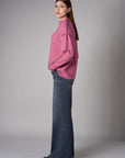 Rose Lutetia long sleeve whipstitch sweater with mock turtleneck