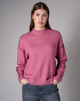 Rose Lutetia long sleeve whipstitch sweater with mock turtleneck
