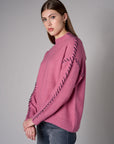 Rose Lutetia long sleeve whipstitch sweater with mock turtleneck