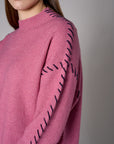 Rose Lutetia long sleeve whipstitch sweater with mock turtleneck