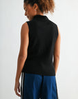 Black sleeveless turtleneck sweater