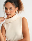 Bone White sleeveless turtleneck sweater