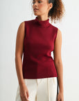 Cherry sleeveless turtleneck sweater