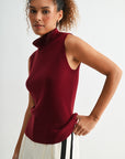 Cherry sleeveless turtleneck sweater