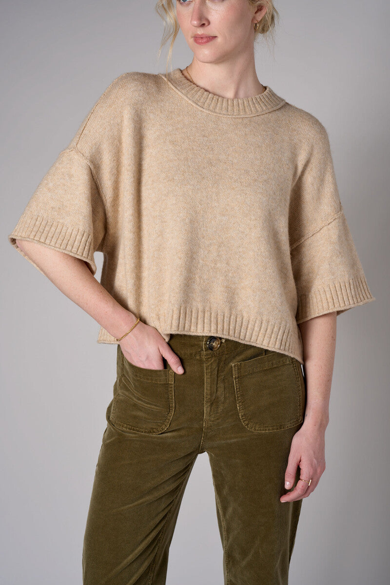 Khaki cropped broome sweater