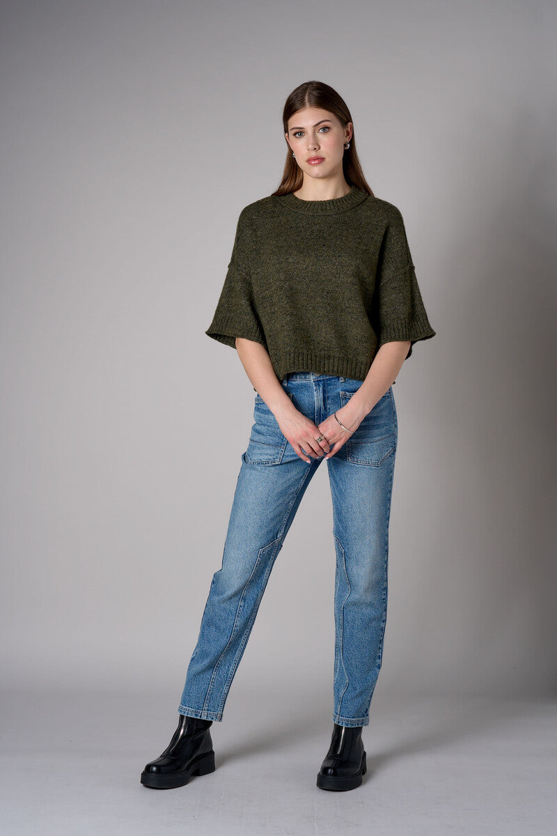 Olive cropped broome sweater