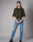 Olive cropped broome sweater