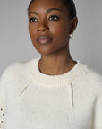 Bone White Long Sleeve Open-Work Sweater