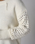 Bone White Long Sleeve Open-Work Sweater