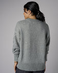 Gray Long Sleeve Open-Work Sweater