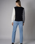 Black Multi Color Color-Blocked Cardigan