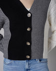 Black Multi Color Color-Blocked Cardigan