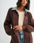Brown Denim Collar Cardigan
