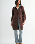 Brown Denim Collar Cardigan